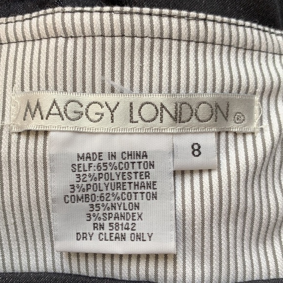 NWT. MAGGY LONDON 8 Black Zipper Decorated Pleat Dress. - Picture 2 of 9